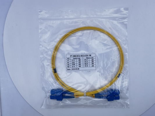 10m SC UPC do SC UPC Patch Cord Duplex 3.0mm OFNR 9/125 Single Mode