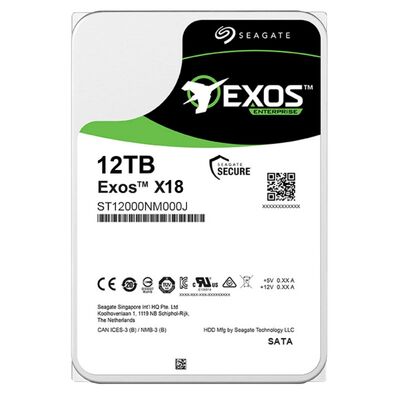 Seagate Exos X18 ST12000NM000J 12TB wewnętrzny dysk twardy 7200 obr./min 256MB Cache SATA 6Gb/s CMR Enterprise HDD do pamięci masowej serwerów 24/7