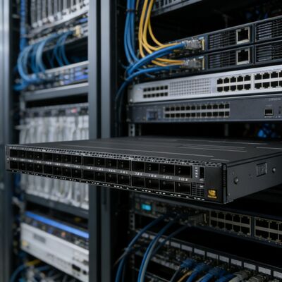 Przełącznik InfiniBand NVIDIA MQM9790-NS2R Quantum-2 1U NDR 400 Gb/s, 64 porty, 32 OSFP, niezarządzany, przepływ powietrza C2P od tyłu do przodu dla klastra AI DGX H100